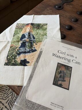 Girl with a Watering Can Cross Stitch Panel - Renoir